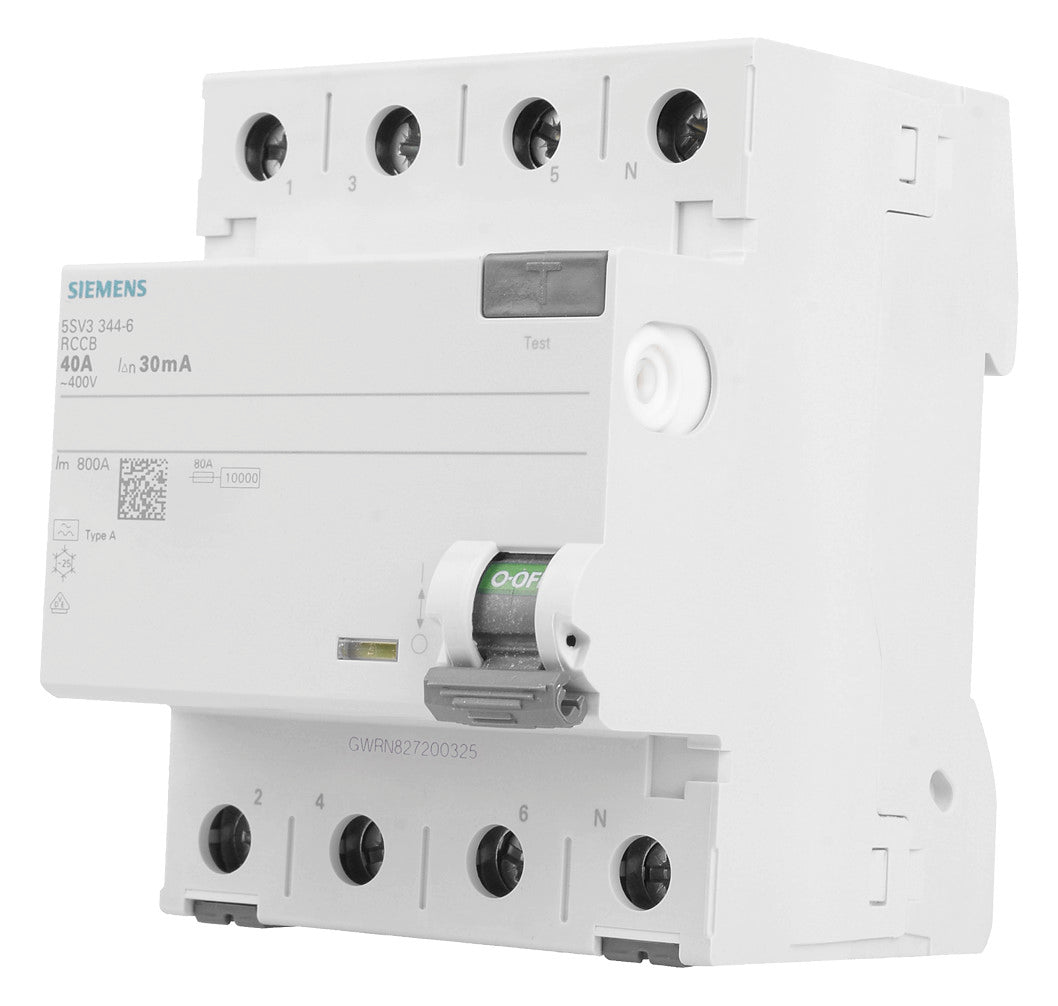 SIEMENS FI-Schutzschalter A 4p 440V 40A 5SV3344-6 0,03A 4TE REG 10kA 1kA/stoß