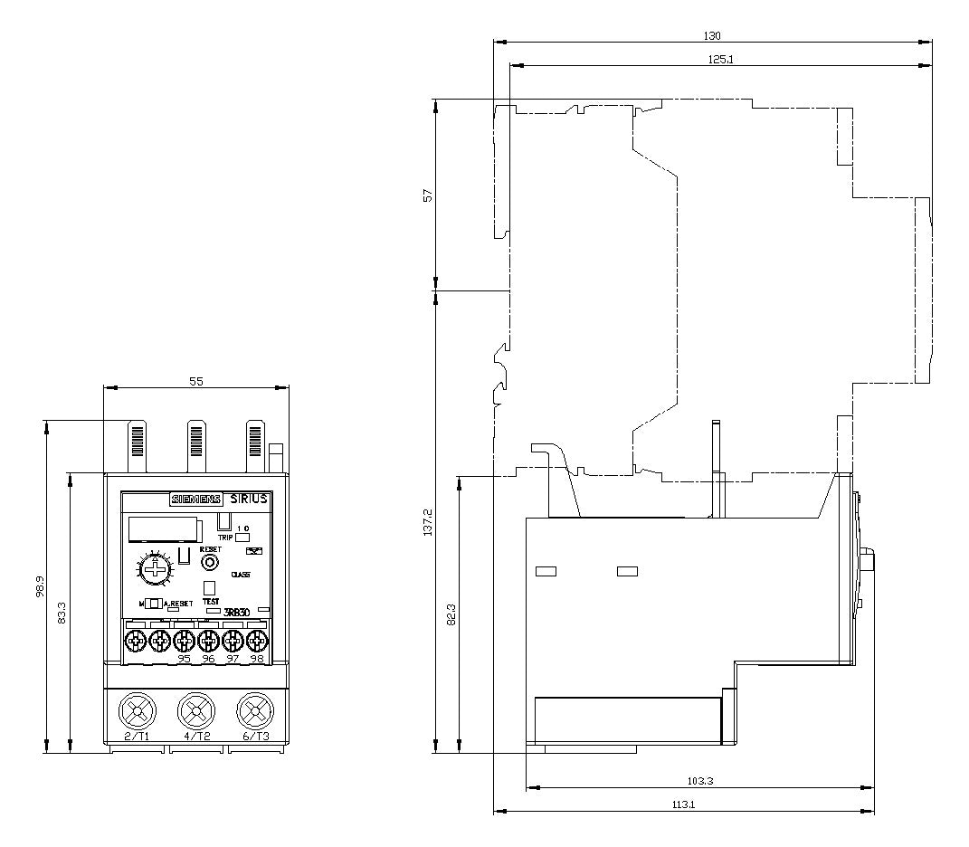 SIEMENS Überlastrelais elektr 12,5-50A 3RB3036-1UB0 Direktanb 1S/Hilf 1Ö/Hilf