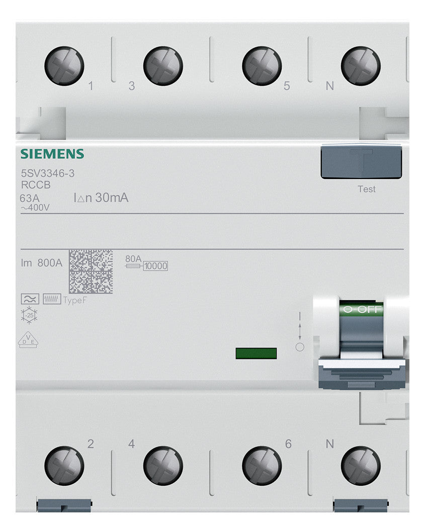 SIEMENS FI-Schutzschalter F 4p 440V 63A 5SV3346-3 0,03A 4TE REG 10kA 3kA/stoß
