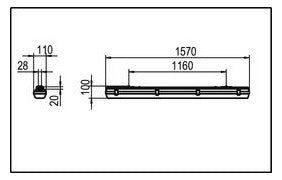 RIDI LED-Feuchtraumleuchte 69W 4000K gr PFLO-1570NDKG840O1000 10109lm Konv
