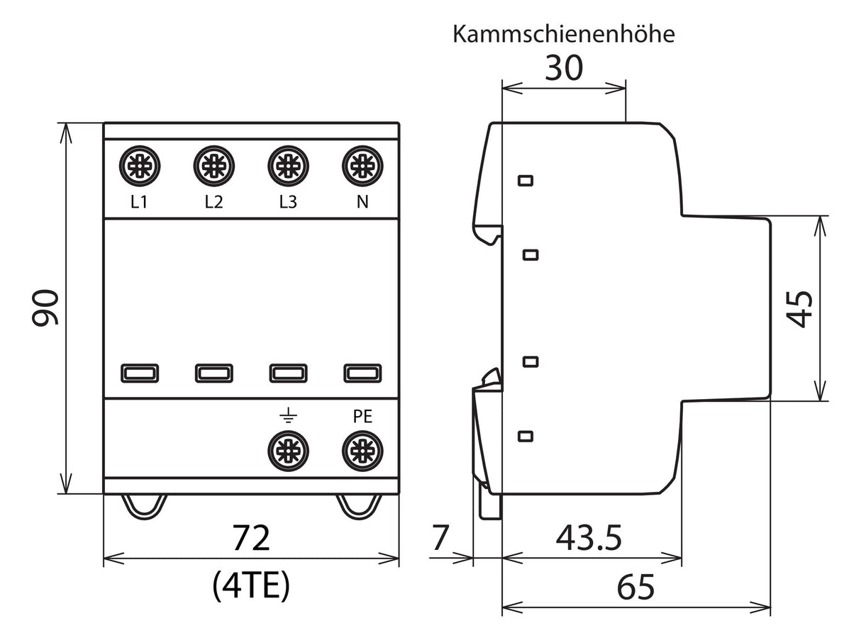 DEHN SE Kombi-Ableiter TS35 4p 255VAC DSH TT 255 1,5kV 4TE TS35