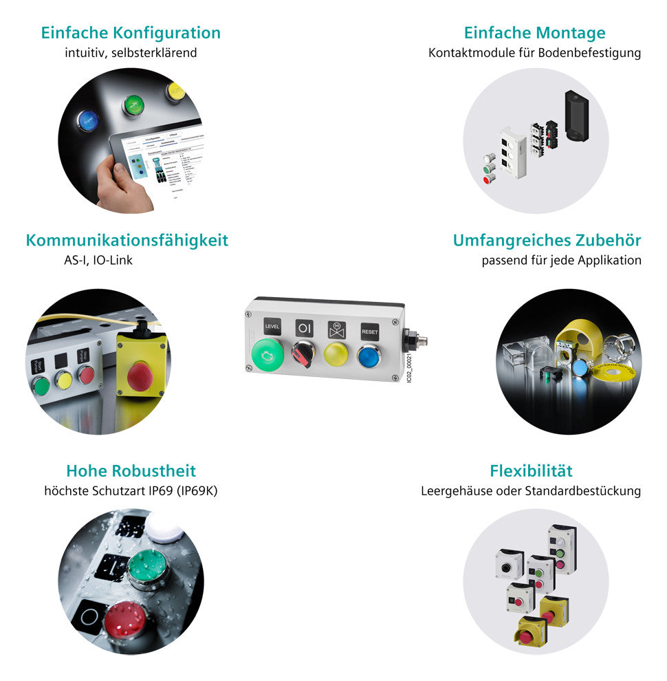 SIEMENS Befehls-/Meldegerät 1f 1pilz Kst 3SU1801-0NP00-2AA2 NOT-AUS