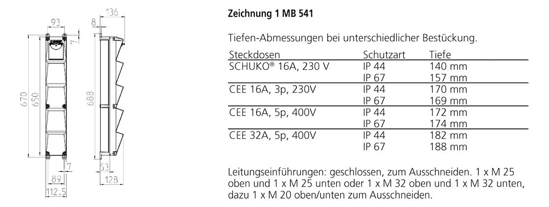 MENNEKES Steckdosen-Kombi Kst gr IP44 AMAXX 960001 3Steckd LS-Schalter