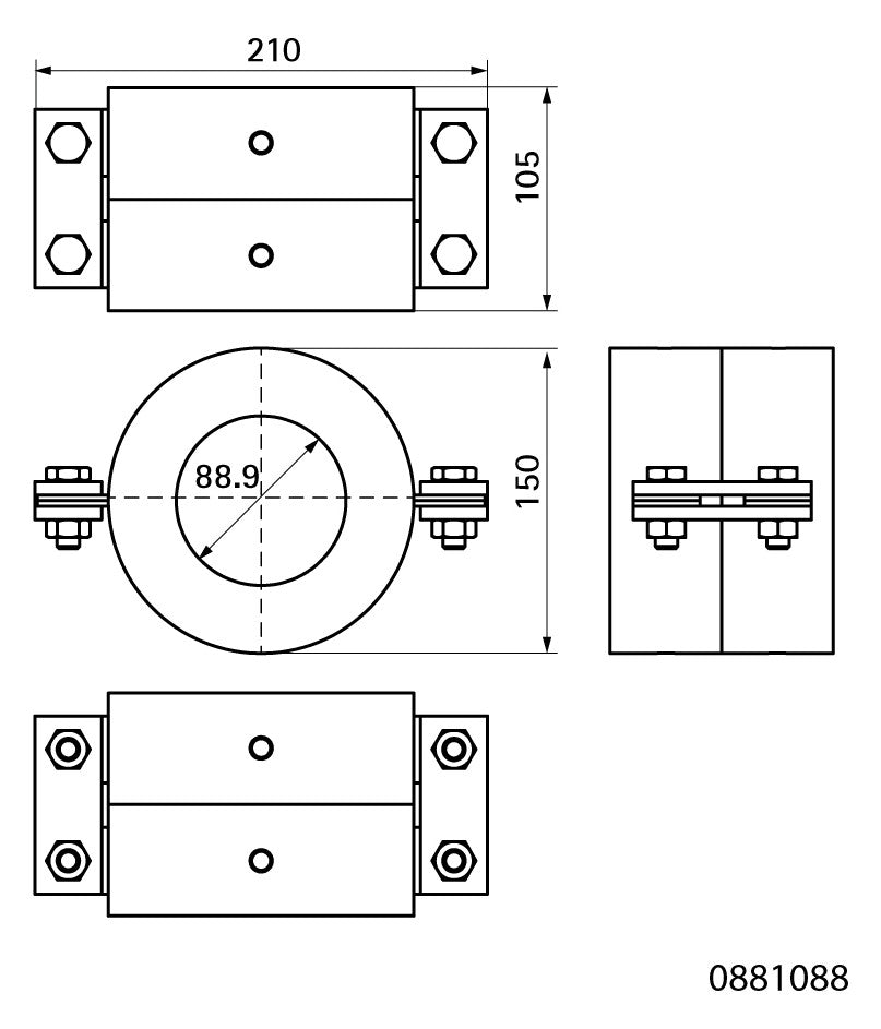 Walraven Kältefestpunktschelle BISOFIX CF PUR 88,9 mm | 0881088