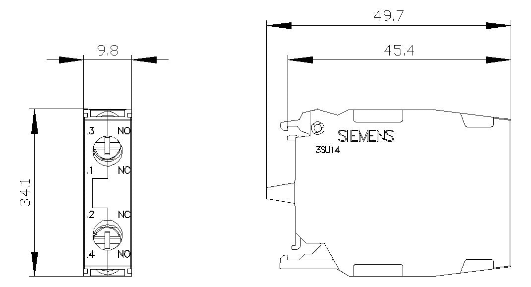 SIEMENS Hilfsschalterblock 1S 1Ö 1W 3SU1400-1AA10-1FA0 Frontbef 4A/AC