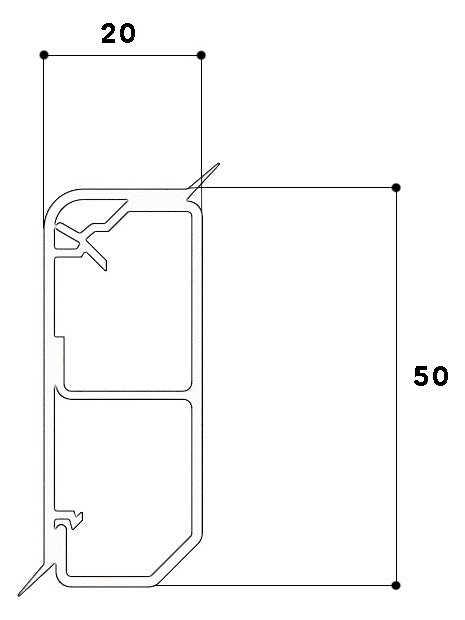 GGK Sockelleistenkanal Kst 50x20x2000mm SL 20x50 buche