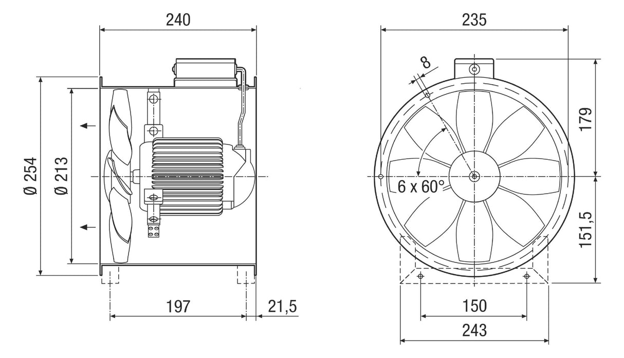 MAICO Ex-Ventilator 1/2 200mm 400V ST Axial DZR 20/2 B Ex e 1150cbm/h 65W