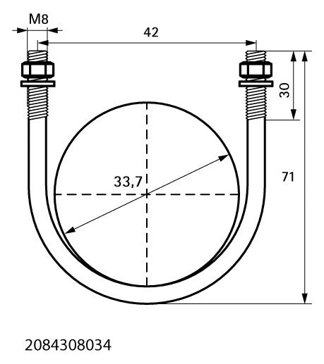 Walraven Rundstahlbügel ev 1 Zoll 33,7 mm M8 inkl. 2x Muttern/U-Scheiben | 2084308034