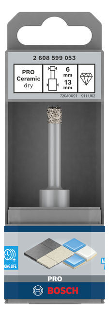 BOSCH-EW Diamant-Bohrkrone 6x33mm 13 mm PRO CERAMIC DRY Steckachse