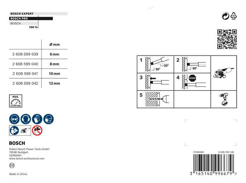 BOSCH-EW Bohrerset 4tlg 6-12mm 4xStein 2607017579 Koffer