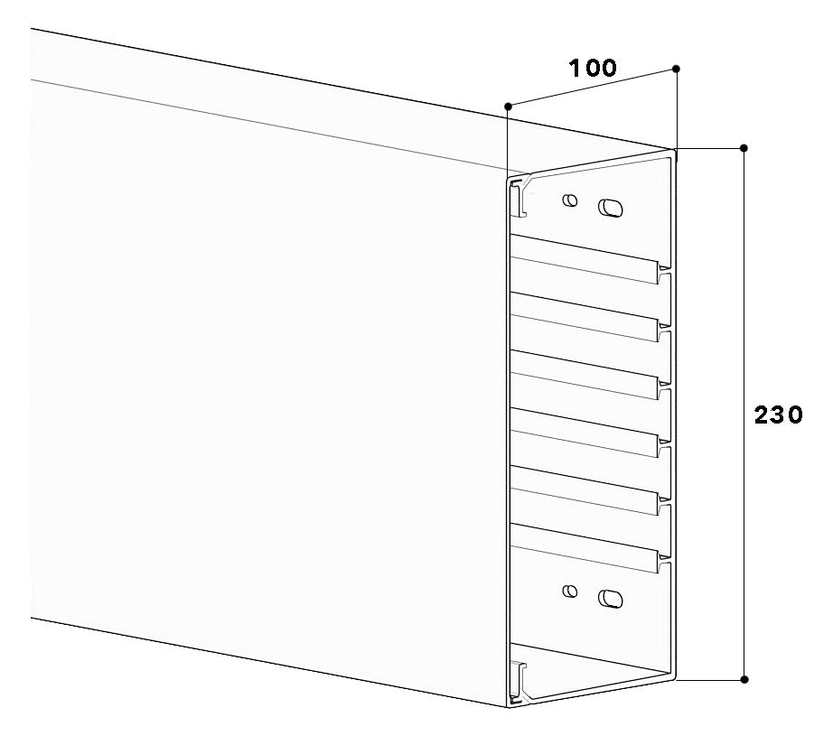 GGK Leitungsführungskanal Kst aws unbeh FB 100x230 100x230x2000mm RAL9010