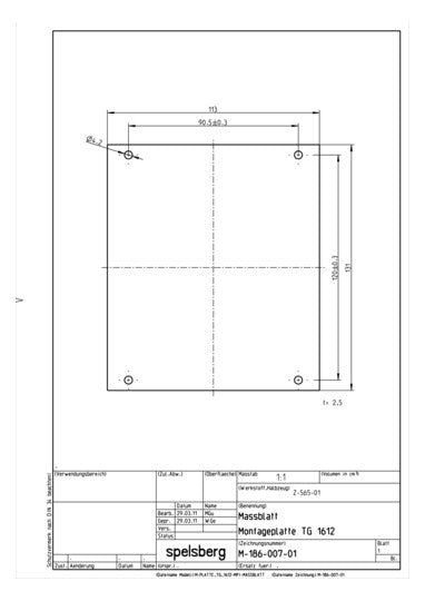 SPELSBERG Montageplatte Verteiler Kst TG MPI-1612 unbeh 113x131mm Lochung