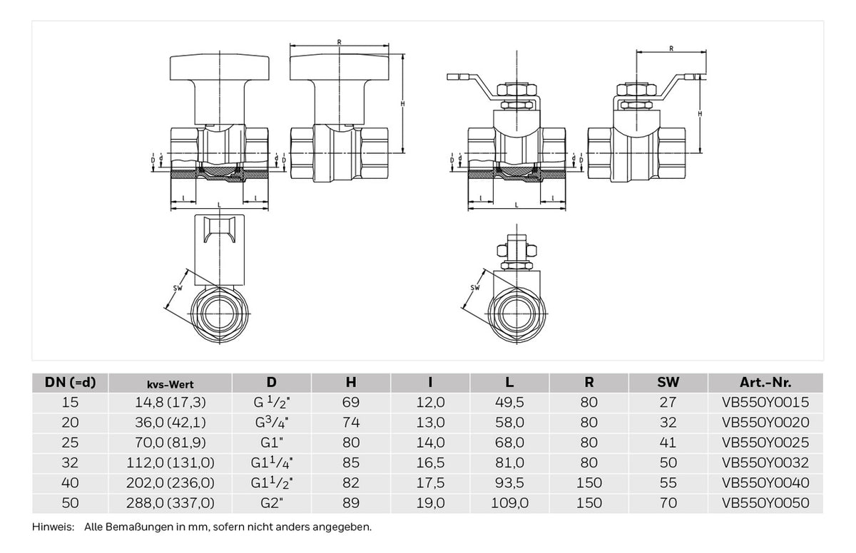 Honeywell Heizungs-Kugelhahn Stop Ball DN 32,PN 16 112,0 kvs, 2-130 Grad C, W.Nr.VB550Y0032