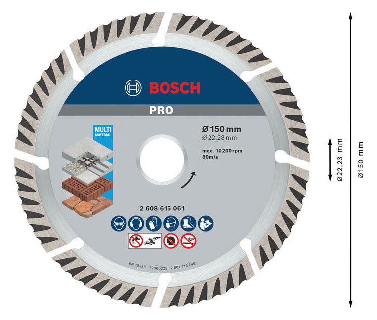 BOSCH-EW Diamant-Trennscheibe 150x10mm 2608615061 f.Backstein f.Beton f.Metall