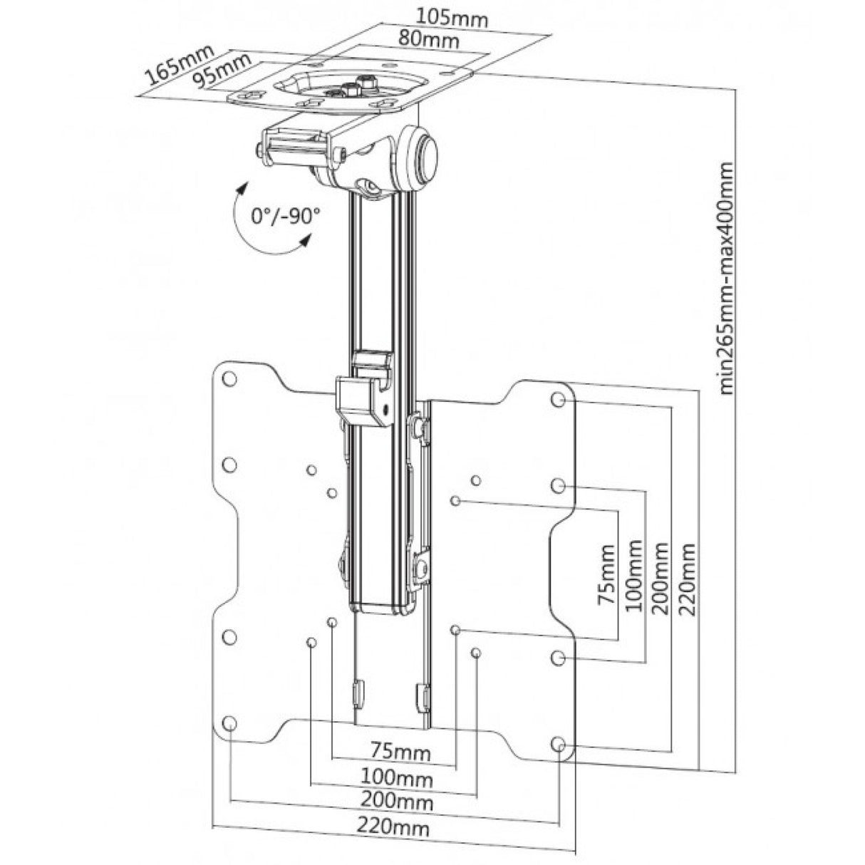 Deckenhalterung Falt- und Einziehbar fr LCD TV LED 17-37" - ICA-CPLB-222