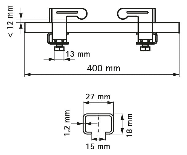 Walraven Trägerklemmset 27x18 5tlg. ev 400x32x60 bis Flanschstärke 12 mm | 6070400
