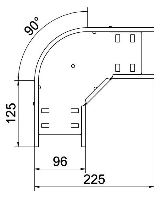BETTERMANN Bogen_starr 90° ST horiz RB 90 610 FS 60x100mm int.Verb