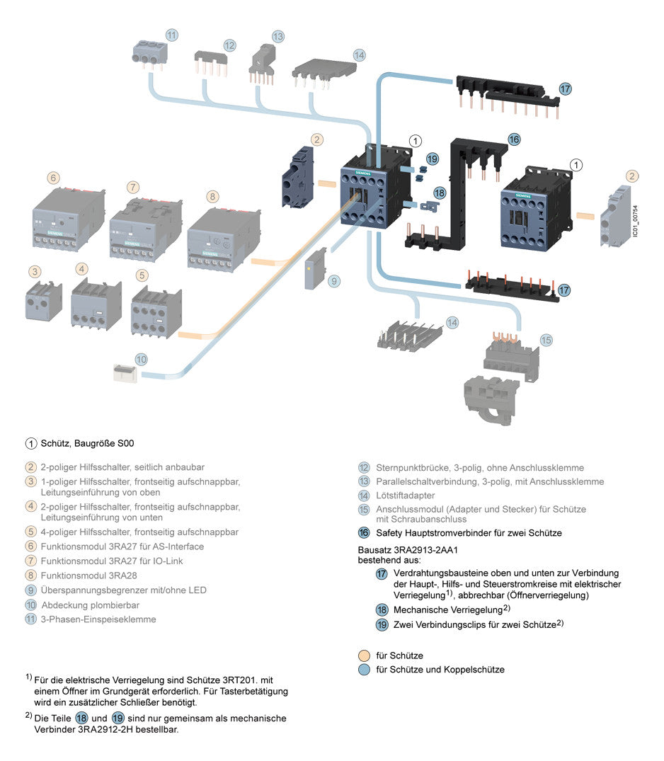 SIEMENS Verdrahtungsset LS 3p 3RA2913-2AA2 Wendeschaltung