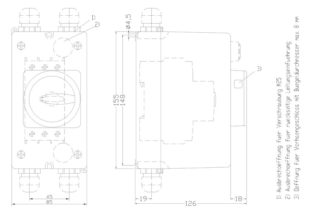 SIEMENS Leergehäuse Schaltgeräte Kst 3RV1923-1FA00 IP55 54x155x126mm Aufb