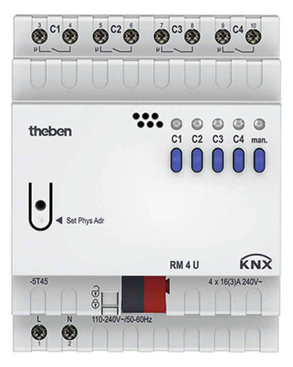 THEBEN Schaltaktor KNX REG 4TE 4f 3A RM 4 U KNX 3680W 110-240V Handbedien