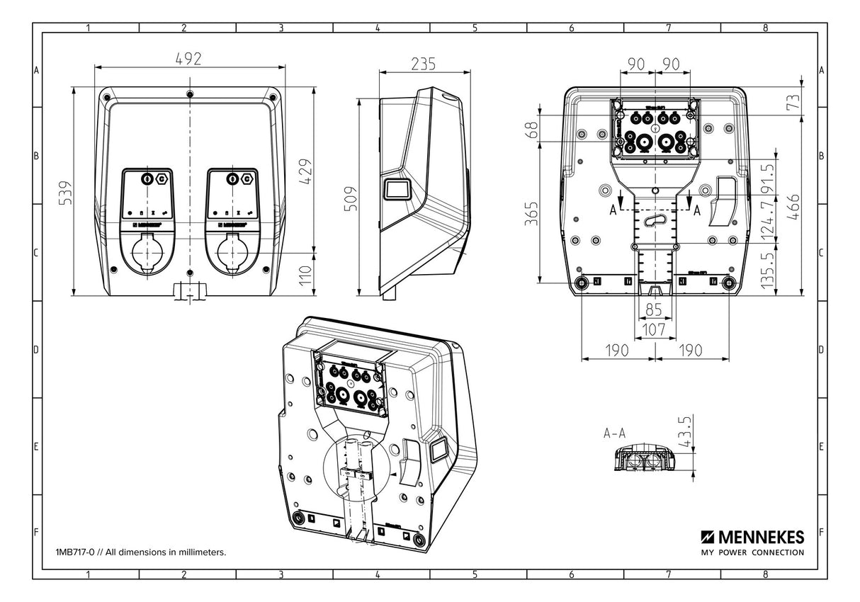 MENNEKES EMOBIL Wallbox 3ph 44kVA 2f Kst AMTRON Professional+ TCX PnC 22 22kW/Lad