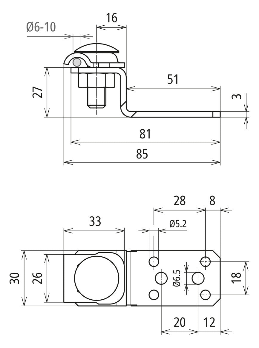 DEHN SE Anschlusslasche Alu unbeh AL ZF KB 6.10STTZN B5.2 6.5 L81 AL