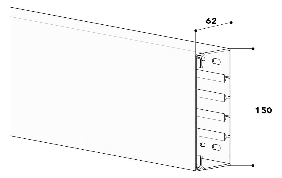 GGK Leitungsführungskanal Kst aws unbeh FB 60x150 62x150x2000mm RAL9010