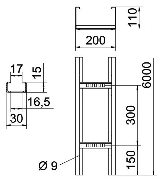 BETTERMANN Kabelleiter 110x200x6000mm WKLG-Serie WKLG 1120 FT Profil ungelocht