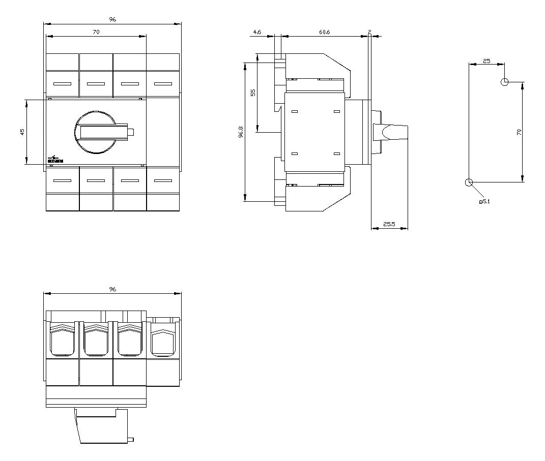 SIEMENS Lasttrennschalter 63A 4p IP10 3KD0343-2LG20-3 Wart/Rep SichSchalt
