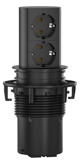 BACHMANN Multi-Tischsteckdose Aufb sw 928.0024 2Steckd Alu