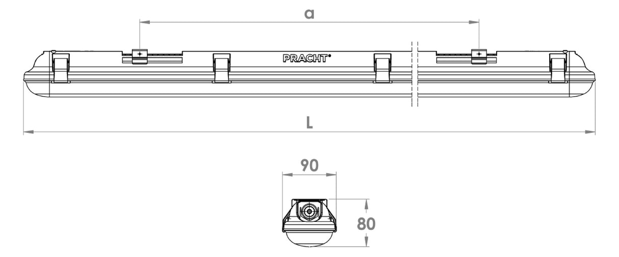 PRACHT LED-Feuchtraumleuchte 27W 4000K LUNA BL 5211005B-LUNA_BL 3800lm ws Konv