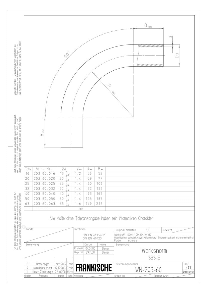 FRÄNKISCHE Stahl-Steckbogen 16mm lack SBS-E 16 lackiert hfr sw
