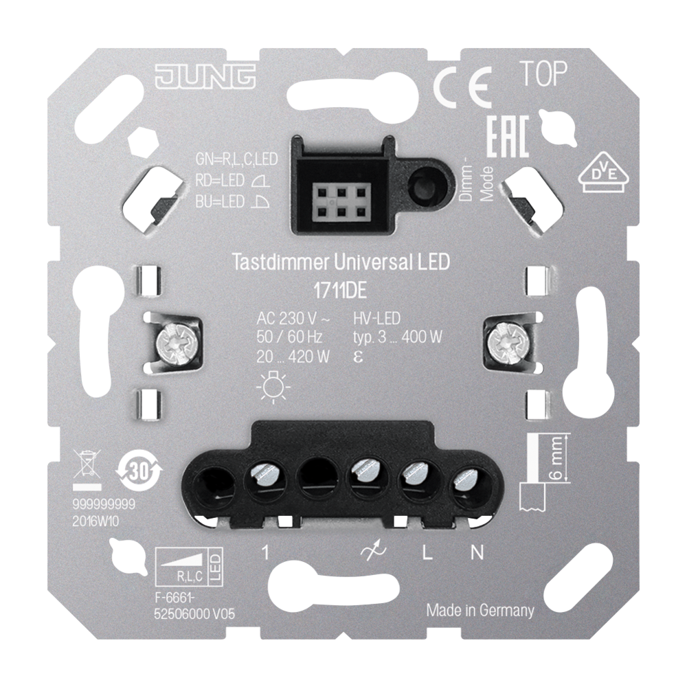 JUNG LED-Tastdimmer 20-420W UP 1711 DE Lichtwertspeicher
