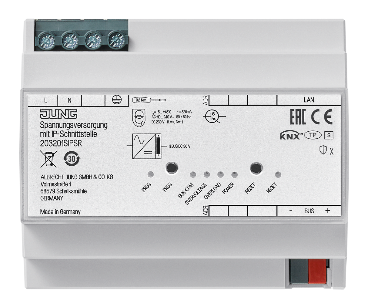 JUNG Spannungsversorgung KNX REG 6TE LED 20320 1S IPS R 320mA