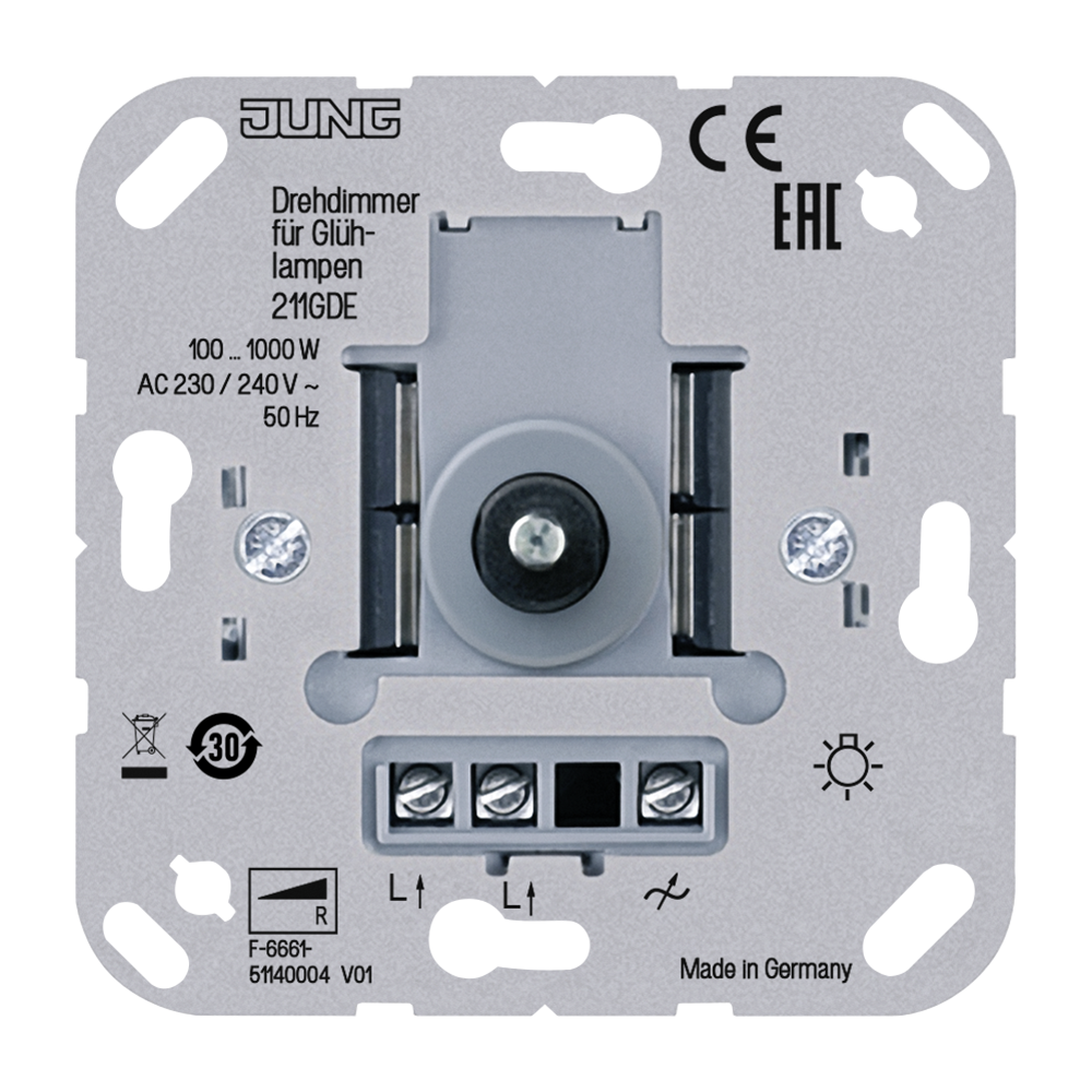 JUNG Dimmer Dreh/Druckkn ohmsch UP 211 GDE 100-1000W