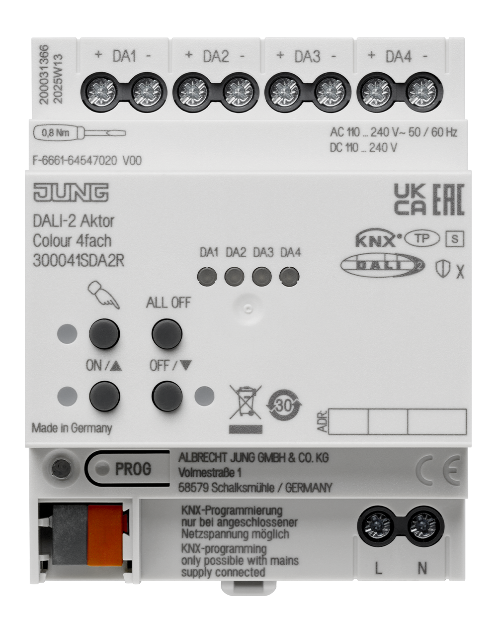JUNG Schnittstelle DALI KNX REG 230V LED 30004 1S DA2 R 4TE IP20