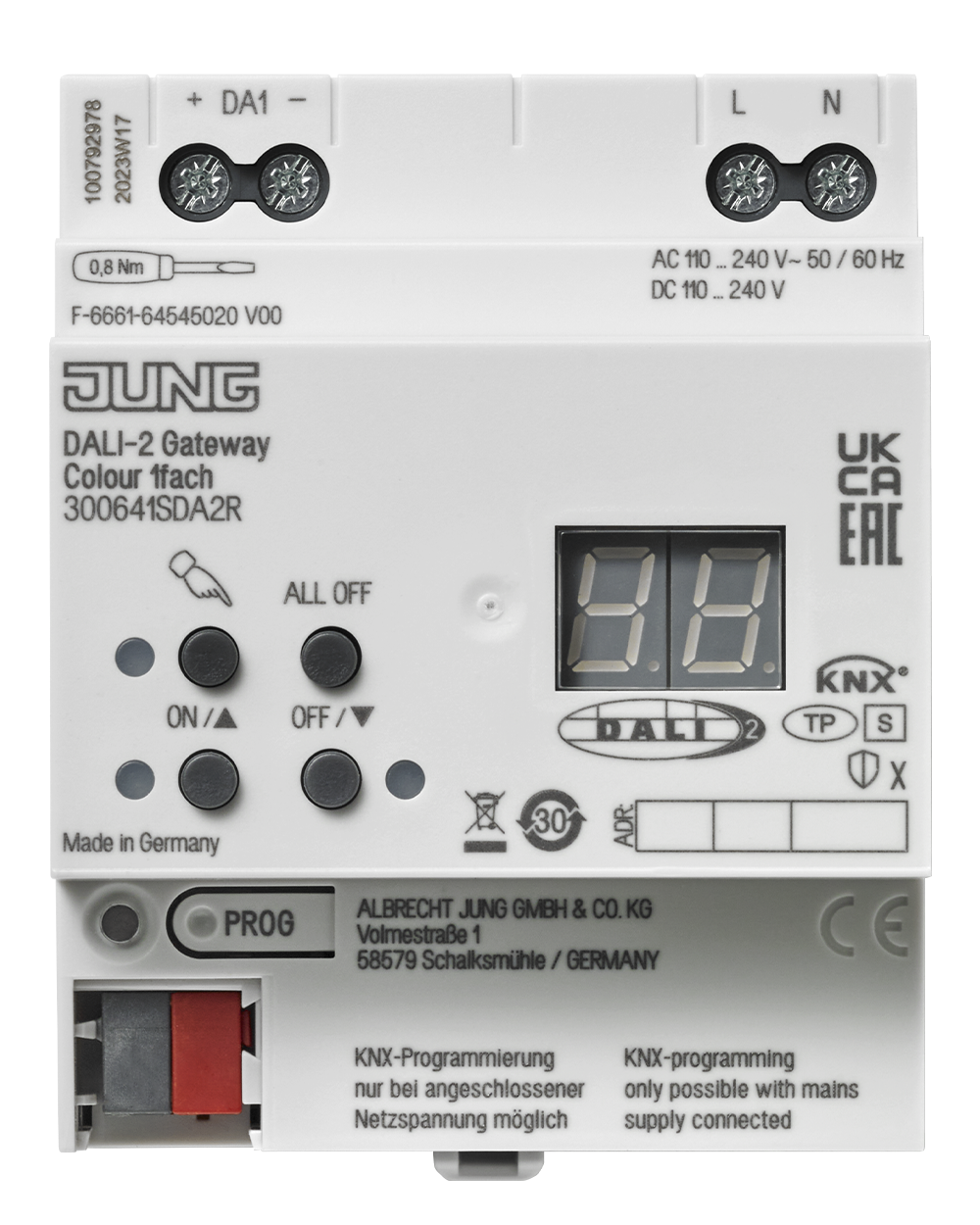 JUNG Schnittstelle DALI KNX REG 110-240V 30064 1S DA2 R LED 4TE IP20