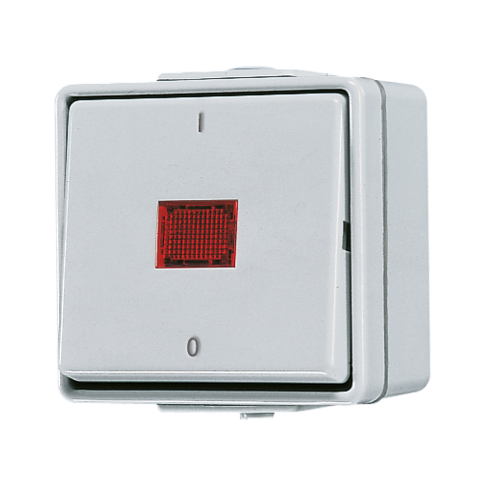 JUNG Kontroll-Heizungsschalter glz AP 1f WG 600 602 KOW IP44