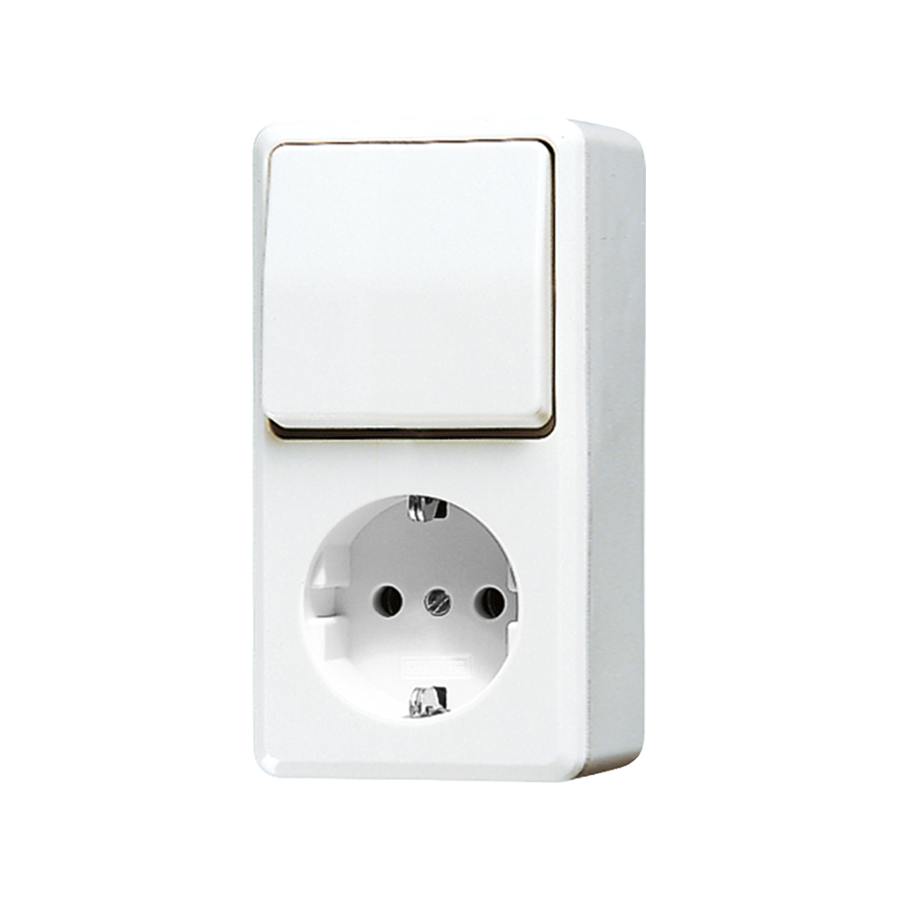 JUNG Steckdosenkombination AP Wechs aws AP 600 676 A WW IP20 glz