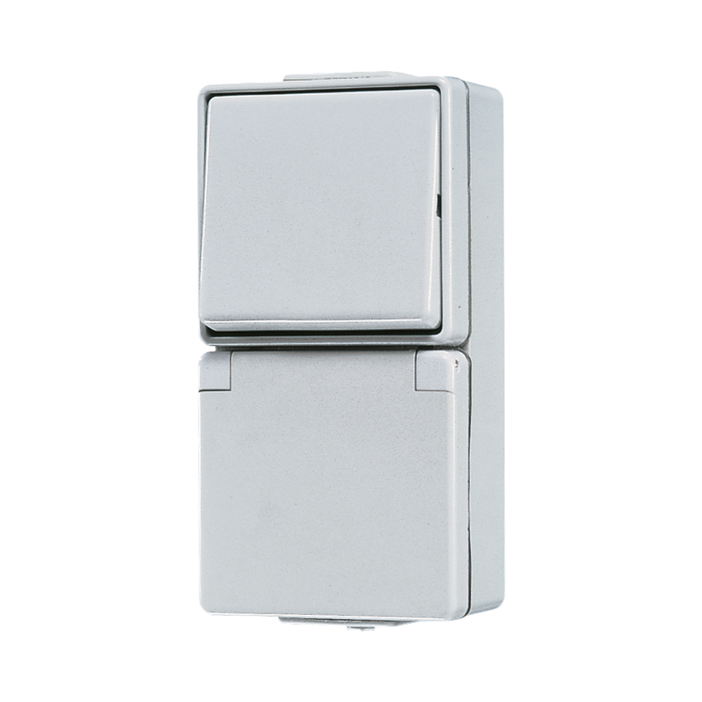 JUNG Steckdosenkombination AP Wechs gr WG 600 676 W IP44 glz