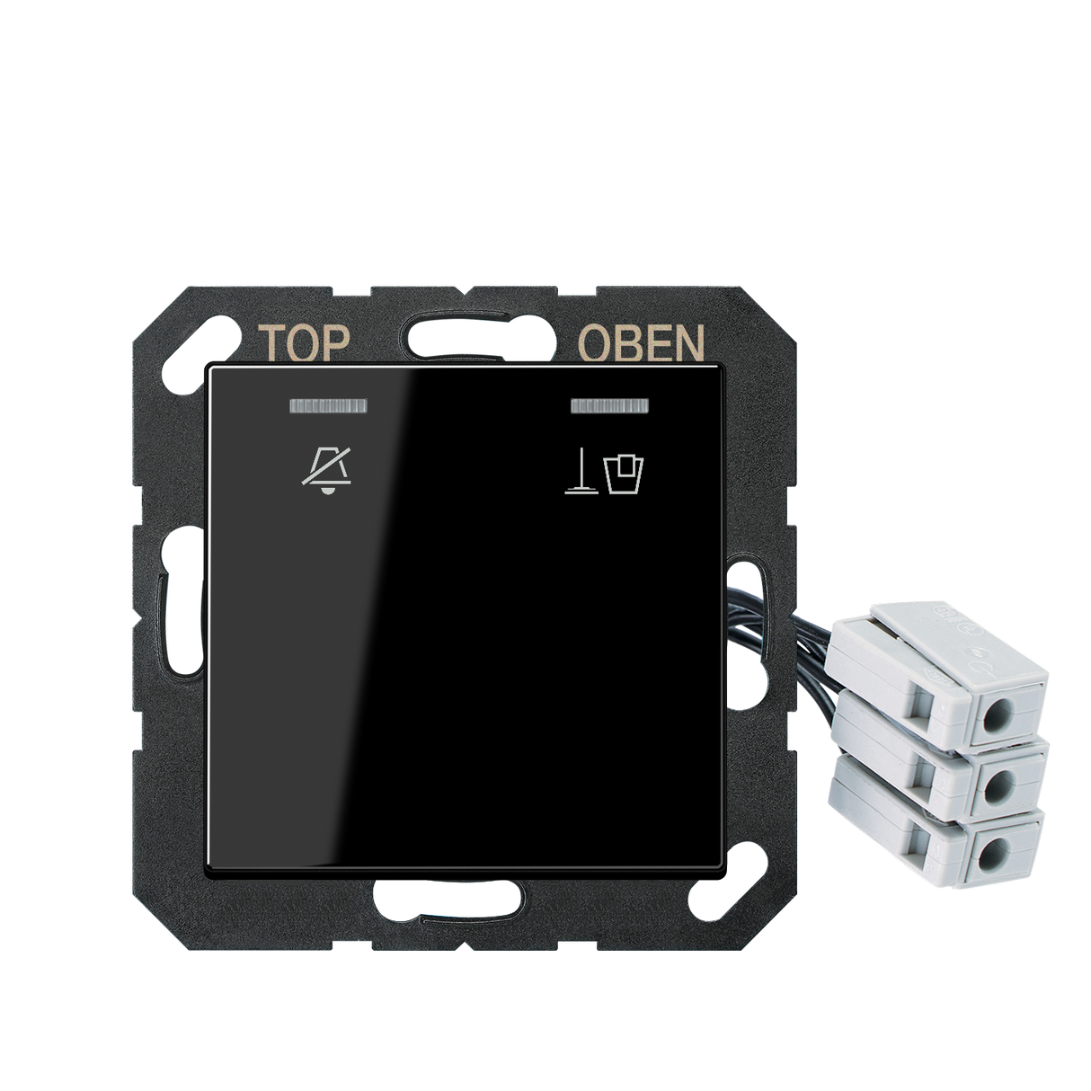 JUNG UP-Hotelabdeckung-Einsatz sw glz A CU KO5 M 24 SW Basis+zentr.Abdeckpl