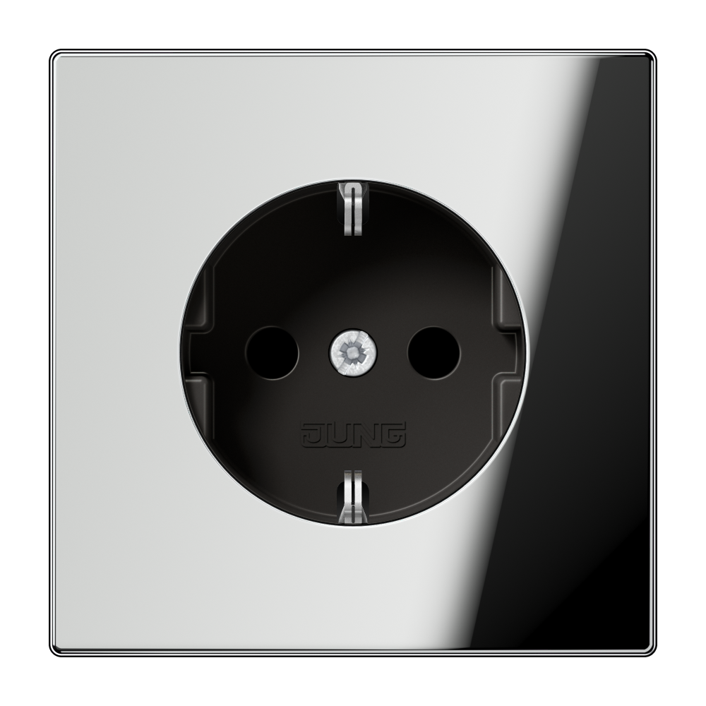 JUNG Steckdose 1f chr glz UP m.BS IP20 LS GCR 1520 KI vert