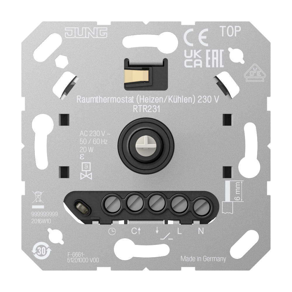 JUNG Raumthermostat 230V Schließer IP20 RTR 231 Widerstandssensor