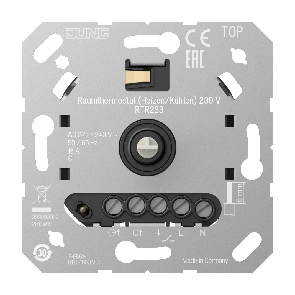 JUNG Raumthermostat 230V 16A Schließer RTR 233 IP20 Widerstandssensor