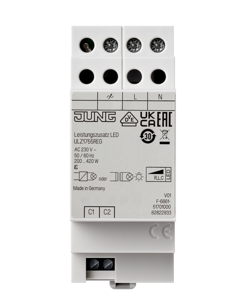 JUNG Dimmaktor KNX 20-420W REG 2TE uni ULZ 1755 REG 1Ausg