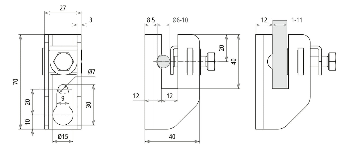 DEHN SE Leitungshalter Blitzsch 6-10 M8 FRH 11 6.10 WA15 B7 STTZN m.Schraubsch