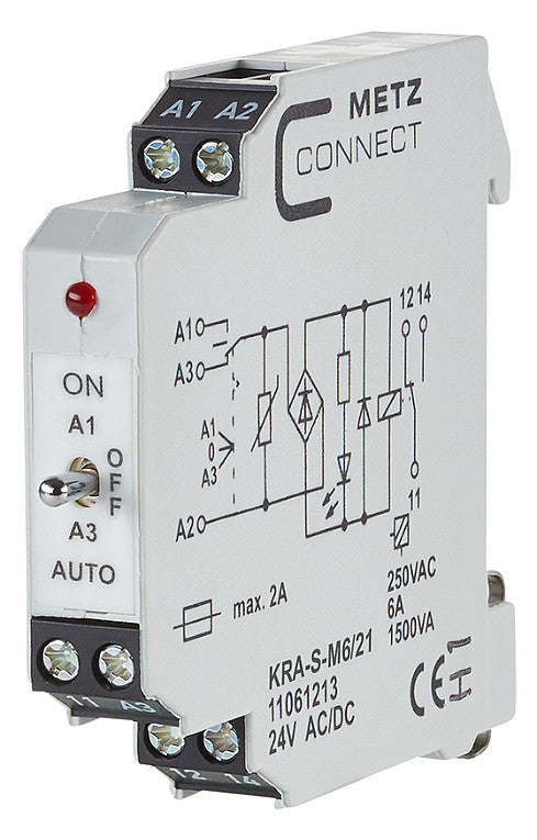 METZ CONNECT Schaltrelais 24V/AC 1W IP20 11061213 11,2x61,3x60mm Schraub