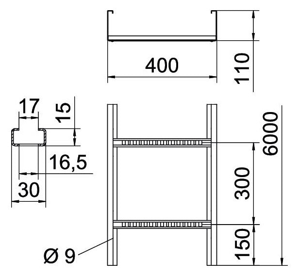 BETTERMANN Kabelleiter 110x400x6000mm WKLG-Serie WKLG 1140 FT Profil ungelocht