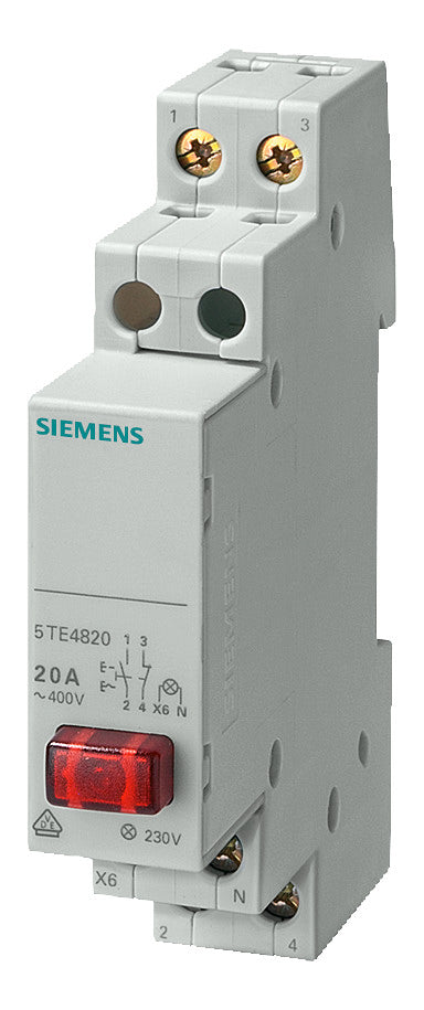SIEMENS Taster REG 1S 1Ö 20A 400VAC rt 5TE4820 Signlamp Glimm 1TE