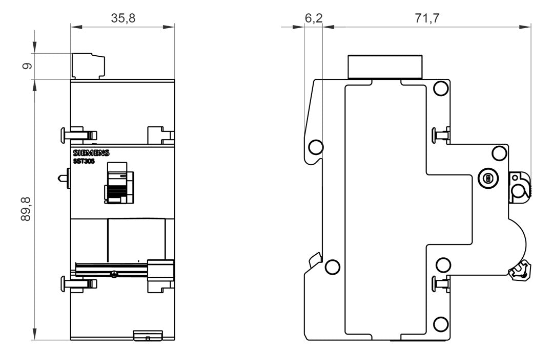 SIEMENS Fernantrieb 270V 2TE 5ST3054 FI/LS+Leitungsschutzschalt